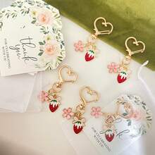 36pcs/12sets - 12pcs/4sets Pink Flower Bow Strawberry Keychain Set - Includes Keychains, Gift Bags And Thank You Cards, Suitable As Holiday/Graduation/Back To School/Wedding/Birthday Gifts For Family And Friends, Or As Party Favors. - View 6