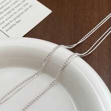 S925 Sterling Silver Double Layer Snake Bone Bead Chain Diamond Necklace Minimalist Women's Jewelry With Gift Box YWB-D1883 - Silver - View 8