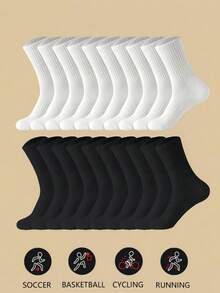 5/1 Pair Solid Color Knee-High Socks, Simple Comfortable Breathable White Socks, Suitable For Sports And Casual Wear, Unisex - Multicolor - View 6