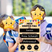 APODESS 2 Stück Elegante Einschulungsdekoration: Weißer Türvorhang & Doppelseitiges Holzschild Set-Mehrteiliges Party-Geschenkset - Übersicht 6