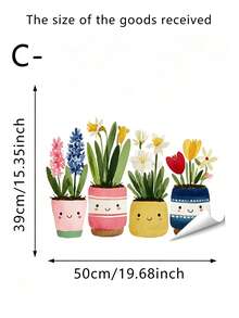 1pc Small Potted Plant Static Cling Window Sticker, Waterproof PVC Static Adhesion Glass, Green Plants & Flowers And Pots Double-Sided Print, Suitable For Coffee Shop Windows, Balcony Glass, Study Room Window Decoration, Bay Window Glass Beautification, Home Decor, Home Accessories, Back To School, Halloween, Christmas Gift Best Choice - Multiple Styles - View 13