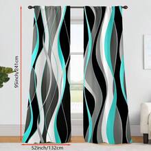 2pcs/Set Multi-Color Modern Abstract Line Design Curtains - Rod Pocket Design, Privacy Protection, Easy Installation, Suitable For Bedroom, Living Room, Bathroom And Other Daily Decor, Machine Washable, Digital Print, 100% Polyester Material, Good Light Transmission, Decorative Sheer Curtains, 90g/Sqm - Multicolor - View 14