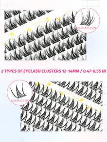 GROINNEYA 300pcs Cat Eye DIY Cluster Eyelash Extensions, Thin Single Segment Natural False Eyelash Bundles, Manga Lashes, Ultra-Thin Invisible Eyelash Stem, Easy To Wear, Reusable, Comfortable Fit - C - View 4