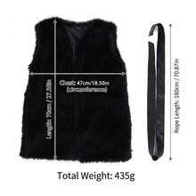 New Faux Fur Vest Shawl, Black Belt Waist Cincher Thick Plush Shawl Vest, Costume Accessory, Faux Fur Fleece Jacket Shawl, Can Be Paired With Various Outfits, Suitable For Multiple Occasions, Parties, Cosplay, Themed Events, Daily Wear, Etc. - Multicolor - View 5