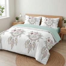 White Microfiber Duvet Cover Set, 3 Piece Bedding Set With Pillowcases, 100% Polyester - Size 160X200CM Options - White - View 4