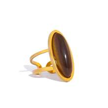 Occident Exaggeration Oval Vintage Rings For Women Stainless Steel Temperament Metal Ring Jewelry Gift - Gold - View 6