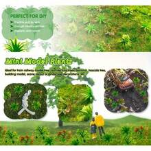 50 piezas de árboles y plantas artificiales en miniatura simulados - arbustos verdes realistas, para la construcción de paisajes en maquetas de trenes, escenarios y decoración del paisaje - ideal para proyectos DIY y aficionados - Multicolor - Ver 6