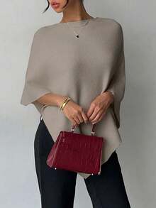 Chal acanalado de unicolor de moda, para uso diario, otoño/invierno primavera - Caqui - Ver 6