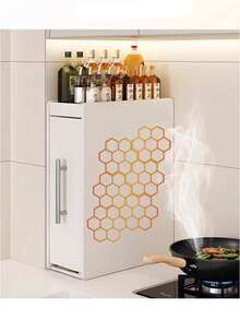 1pc Expandable 2/3 Layer Magnetic Spice Rack With Sliding Window, Drawer-Style Spice Bottle Storage Organizer, Suitable For Stove Side Kitchen Storage, Space-Saving, Sturdy And Durable, Ideal For Small Spaces, White, Kitchen Accessory - Multicolor - View 9