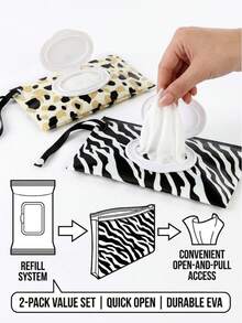 2/1pc Portable Wet Wipe Storage, Printed Pattern Tissue Box, Reusable Wet Wipe Bag, Suitable For Kitchen, Bedroom, Bathroom Or Living Room Storage And Decoration, Perfect For Holiday Family Gatherings And Daily Table Setting. Back To School, Halloween, Christmas Gifts - Multicolor - View 10