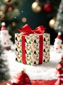 3/2/1 Roll Of Christmas Gift Wrapping Paper Featuring Various Christmas Cat Character Designs; Made Of Coated Paper; Dimensions: 43 Cm X 300 Cm; Suitable For Wrapping Christmas Gifts, Decorating For Christmas Parties, And Holiday Gift-Giving. - A - View 6