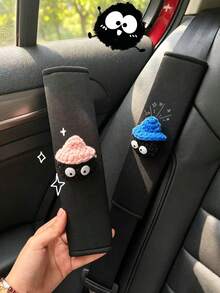 Cute Coal Ball Car Seat Belt Shoulder Pad, Soft Anti-Chafing Interior Decor Cover, Universal Fit Car Interior Decoration, Soft Anti-Abrasion Shoulder Protector - Coal Ball - View 1