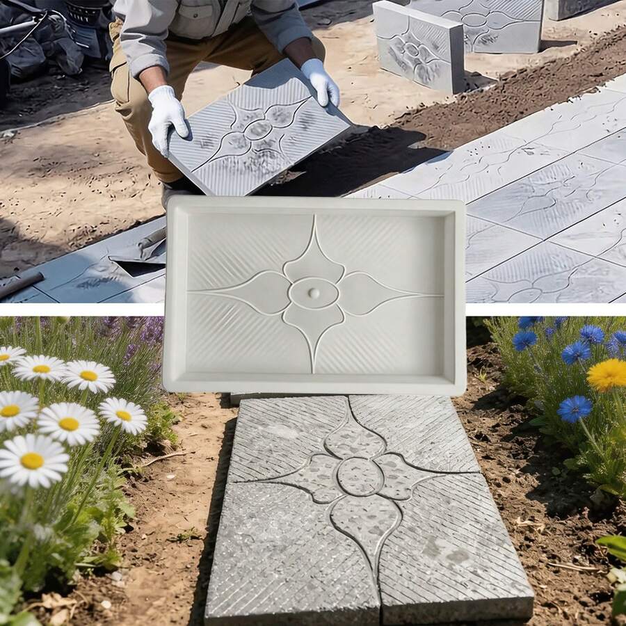 LM0001 Concrete Paving Mold (1pc Concrete Plastic Mold + 1pc Concrete Trowel), Reusable And Easy To Demold, Suitable For Sidewalk Paving, Yard, Garden, Lawn, Villa Road Beautification, DIY And Other Uses. - A - View 1
