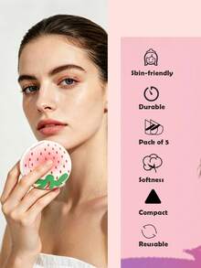 5pcs Makeup Sponge Set, Includes Cloud-Shaped Cartoon Powder Puff, Mini Makeup Sponge, Finger Cushion Powder Puff And Portable Fruit Makeup Powder Puff, Dual-Use Dry And Wet Multi-Function Makeup Tools, Suitable For Beginners And Students, Ideal Gift Choice - Multicolor - View 4