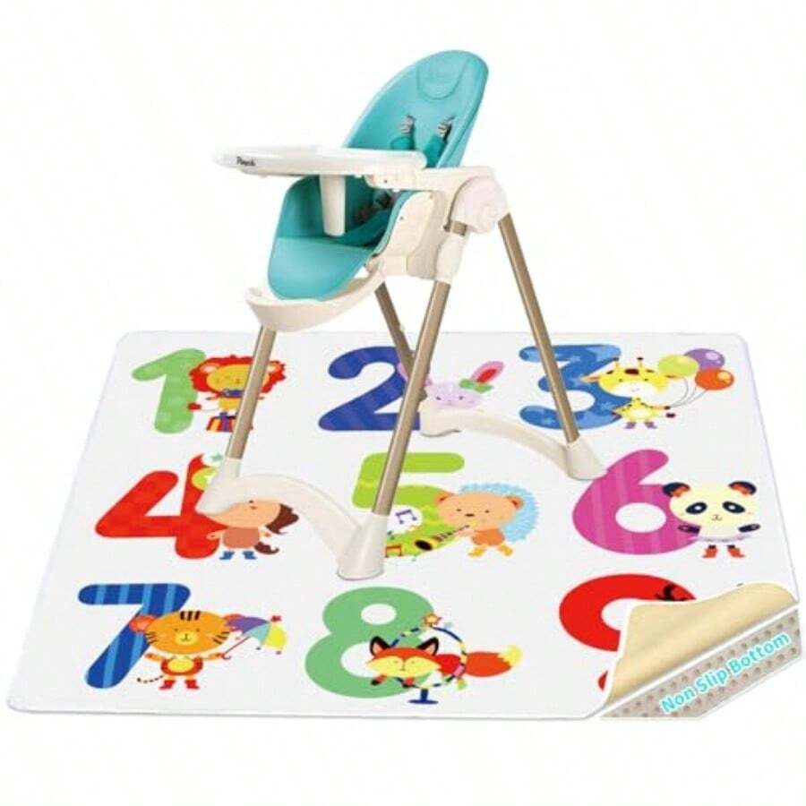 High Chair Splash Pad, 51" 51 Non-Slip Waterproof Multi-Purpose Splash Mat, Washable Splash Pad For High Chair Floor Protection Table Cloth Portable Early Education Picnic Play Mat 2 - Figure - View 1