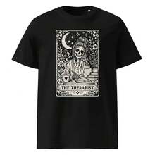 Eu Lager,Y2K Tops,Tarot Style Therapist Mystic Psychology Shirt As A Mental Health Gift 100% Organic Cotton-Unisex Women - Black - View 2