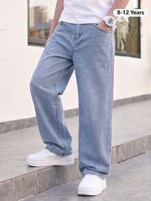 Fashionable Tween Boys Denim Jeans Spring Autumn Winter Long Pants - Light Wash - View 2