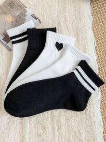 5 Pairs Versatile Mid-Calf Socks, Casual Minimalist Style - Multicolor - View 6