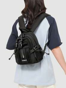Multi-Compartment Casual Nylon Women's Backpack; Multi-Functional Commuter Day Bag; Multi-Pocket Lightweight Travel Bag; School Bag, Anti-Theft - Multicolor - View 4