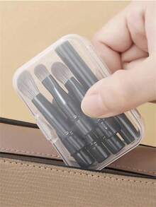 5/1 Pc Mini Travel Makeup Brush Set With Clear Box, Contour Brush, Concealer Brush, Eyeshadow Brush, Eyebrow Brush, Convenient For Travel, Soft And Multi-Functional To Meet Daily Makeup Needs - Black - View 9