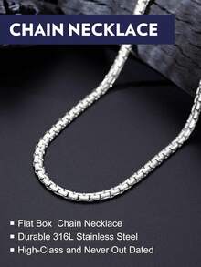 Bandmax Solid Stainless Steel Flat Box Link Chains 2MM/4MM/6MM/8MM Silver/Gold/Black Rolo Cable Chain Necklaces For Men Women 14"-30" Length, Gift Pac - 06 4MM-14K Gold Plated - View 8