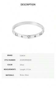 Coach Women's Fashion Versatile Minimalist Bracelet - Silver 455892RHO030 - View 7