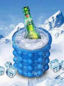 1pc Silicone 2-In-1 Ice Maker, Portable Ice Bucket And Ice Tray With Lid, Space-Saving Freezer Ice Making Tool, Summer Essential, Cocktail Cold Drink Bar Accessory, Home Bar, RV, Dormitory Essential Kitchen Gadget, Suitable For Halloween, Thanksgiving, Christmas - Multicolor - View 4