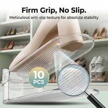 10 Pack Shoe Slots Organizer Adjustable Level Shoe Stacker Holder Storage Space Saving Sneakers Display Tray Rack For Closet (Transparent, 10 Pack) - 10pcs - View 7
