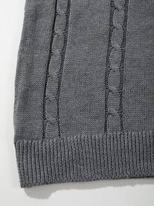 Men's Unisex Polo Collar Knit Cardigan Short Sleeve Sweater, Casual Business Commute Solid Color Minimalist Daily Wear Spring Summer - Grey - View 10