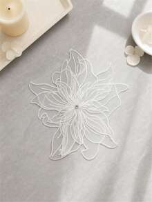 1pc Women White Sheer Organza Flower Applique Patch With Embroidered Edge, 3D Floral Sew On Patch For Dress DIY Decoration - White - View 5