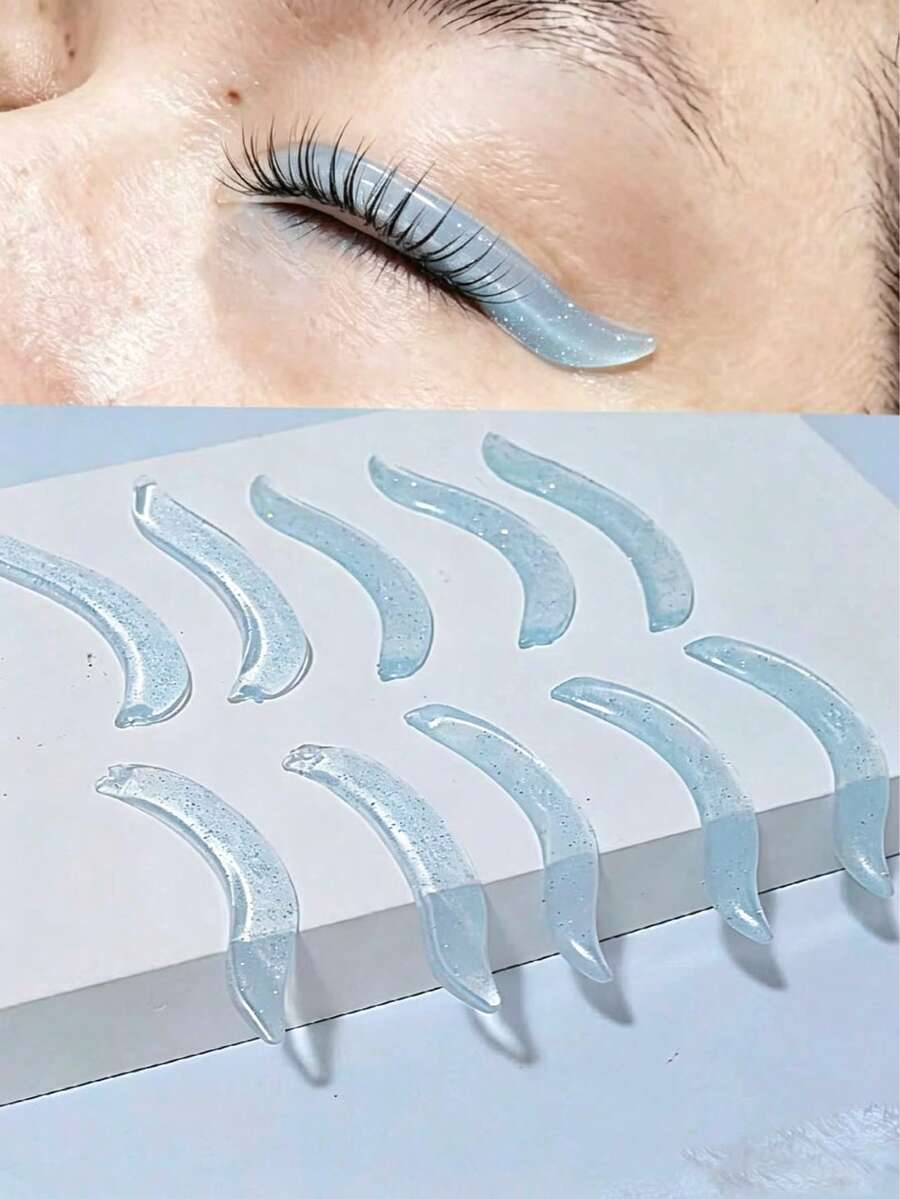 1 Par de Almofadas Autoadesivas para Enrolador de Cílios, Almofadas para Enrolador de Cílios, Tiras de Cílios, Cílios de Comprimento Médio a Curto, Reutilizável Após Lavagem, Adequado para Salões e DIY - Multicolorido - Visão 1