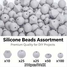 210pcs/Set Macaron Silicone Beads Mix Set Focal Spacer Beads DIY Jewelry Craft Accessories For Necklace Bracelet Keychain ID Lanyard Beading Supplies - Mixed Set a - View 20