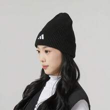 Adidas Micro Logo Ear-Covering Warm Knit Beanie Unisex - 黑色 - 查看 2