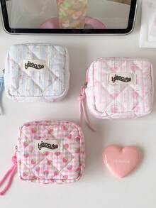1 Buah Tas Kosmetik Bentuk Kotak Kartun Manis untuk Anak Perempuan, Kotak Organizer Kabel Data Earphone Portabel Warna Merah - MultiWarna - View 10