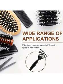 4pcs Mini Hair Comb Cleaner Set - Portable Comb Cleaning Tool, Easily Remove Hair And Dust, Professional Hair Care Accessory, Suitable For Home And Salon - Black - View 8