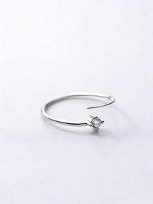 1pc S925 Sterling Silver Minimalist Personalized Rhinestone Open Toe Ring, Korean Ins Style Elegant Design, Fashionable Unique Minimalist Elegant Small Exquisite Adjustable Stackable Versatile Toe Ring, Suitable For Women's Daily, Party, Casual, Vacation Wear - Diamond - View 13