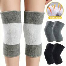 2pcs Thickened Towel Knee Pads, Soft Comfortable Warm Design, Unisex, Suitable For Running, Hiking, Fitness And Daily Activities - Multicolor - View 2