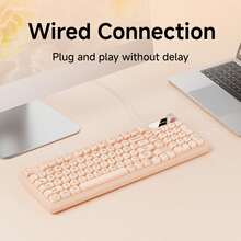 EWEADN V102Air Wired Low-Noise Mechanical Feel Keyboard, Stylish Office Keyboard For Women, Multiple Colors Available, Smart Screen, Ergonomic Design, Perfect For Gifting - View 7