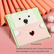 18pcs Set, (Includes 9 Designs Of Greeting Cards, 1pc Each And 9 Envelopes) Cute Cartoon Gift Cards, Foldable Envelope Greeting Cards, Holiday Blessing Cards, Cute Animal Postcards, Thank You Cards, Birthday Party Invitation Cards - A - View 4