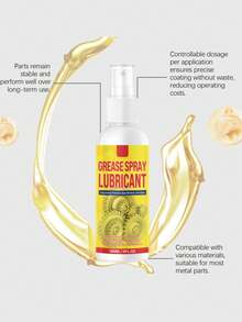 100/180ml Spray de Graxa Lubrificante de Alto Desempenho - Anti-Ferrugem, Anti-Corrosão, Redução de Ruído, Lubrificação Duradoura para Engrenagens, Dobradiças e Maquinário - Líquido - Visão 5