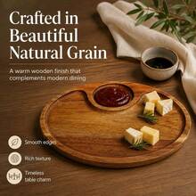 1pc Wooden Pizza Serving Tray With Handle, Natural Wood Pizza Cutting Board, Multi-Functional Baking Tool And Kitchen Accessory, Suitable For Homemade Pizza, Bread, Cheese, Fruit And Vegetables, Perfect Gift For Halloween, Easter, Christmas - View 5