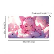 Features A Pink-Themed Anime Girl Design; Suitable For Use As A Large Mouse Pad, Keyboard Mat, Or Non-Slip Home/Office Desk Mat. It Utilizes High-Definition Color Printing, Is Designed Specifically For Esports Gaming, And Features Durable Stitched Ed - Mouse Pad - View 10