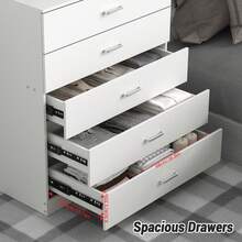 5 Drawer With Metal Handles & Runners, Unique Anti-Bowing Drawer Support, Riano Bedroom Furniture - Multicolor - View 7