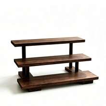1pc Vintage Wooden Desktop Perfume & Cosmetic Storage Rack, Solid Wood Multi-Layer Display Stand, Vanity Table Organizer For Perfume, Skincare, Lipstick, Jewelry, Entryway Storage, Multi-Functional Organizer,Bedroom Room Decor,Back To School - Coffee Brown - View 3