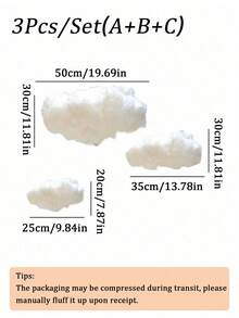 3pcs/Set Large Artificial Cloud Decor, 3D Cloud Decoration, Suitable For Wedding Backdrop Decor, Stage Party Backdrop Decor, Birthday Gift, Mother's Day, Valentine's Day Gift, Bachelorette Party, Room Decor, Home Decor, Bathroom Decor, Wedding Decor - White - View 15