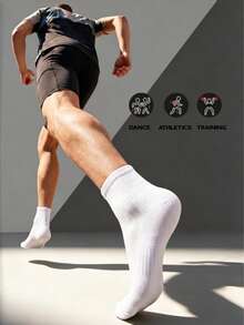 5/1 Pair Solid Color Knee-High Socks, Simple Comfortable Breathable White Socks, Suitable For Sports And Casual Wear, Unisex - Multicolor - View 3