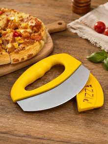 1pc Stainless Steel Pizza Slicer With Lid And Guard - Multi-Functional Vegetable Salad Chopper, Multi-Functional Baking Tool - Multicolor - View 11