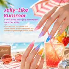 Beetles 20 Colors 7.5ML Neon Jelly Gel Nail Polish Set, Summer Collection, Pink, Red, Blue, Green, Yellow & Orange Sheer Soak Off UV LED Gel Polish With Base, Glossy & Matte Top Coat - 20 Colors Neon Jelly - 查看 4
