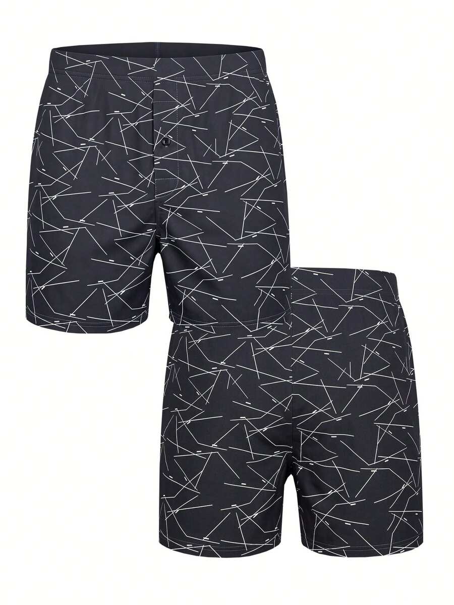 1pc Men's Underwear, Soft Comfortable Printed Pattern Design Loose Briefs, With Button Fly, Suitable For Daily Wear, Vacation Travel - Multicolor - View 1