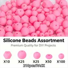 210pcs/Set Macaron Silicone Beads Mix Set Focal Spacer Beads DIY Jewelry Craft Accessories For Necklace Bracelet Keychain ID Lanyard Beading Supplies - Mixed Set a - View 12